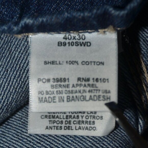 Berne Apparel Bib Overalls Carpenter Style Hammer Hook Men’s Size 40x30 Blue - Picture 10 of 12